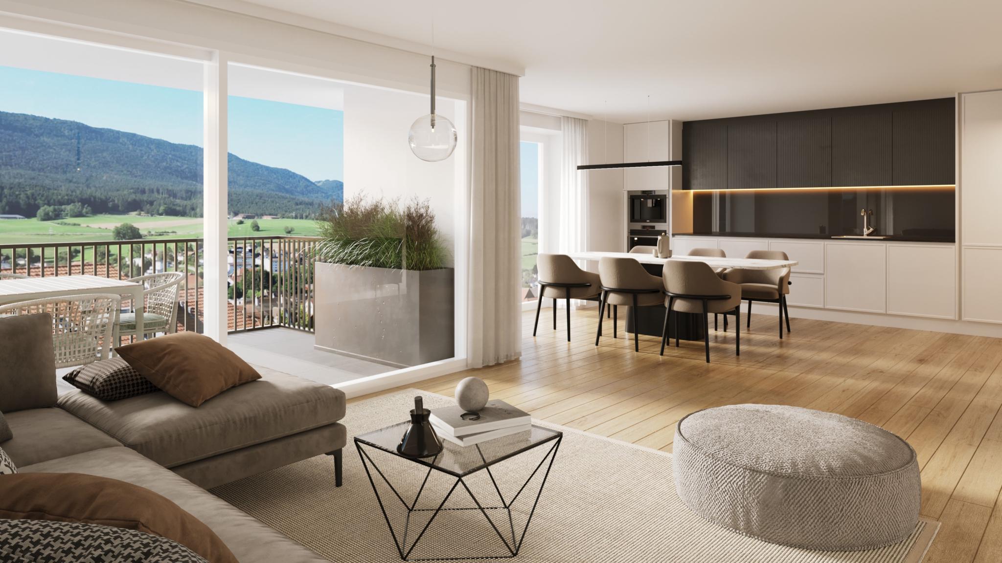 Appartement neuf spacieux de 5.5 pièces avec grand balcon orienté sud-est